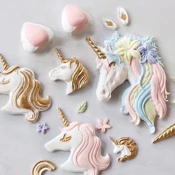 Unicorn Boynuz Gökkuşağı Koleksiyonu Kek Kalıbı Çikolata Kalıp Mutfak Pişirme Kek Aracı DIY Sugarcraft Dekorasyon Aracı