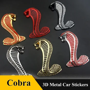 1 adet Metal Yılan Cobra logo araç amblemi Çamurluk Arka Bagaj sticker Rozeti Çıkartmaları Ford Mustang Shelby GT Oto Aksesuarları