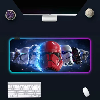 Sıcak Film Star Wars RGB Pc Gamer Klavye Mouse Pad Mousepad LED Parlayan fare altlığı Kauçuk oyun bilgisayarı Mausepad