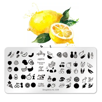 ShopAnts 6 * 12cm Tırnak damgalama plakaları Meyve Resimleri Şablon Paslanmaz Çelik Tasarım Baskı Tırnak Sanat Görüntü Plakası XL-039