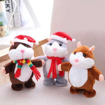 Sevimli Konuşmak Konuşan Hamster eğitici oyuncak noel hediyesi Noel Konuşan Fare Karikatür Hayvan Konuşmak Bebek Çocuk peluş oyuncak Dropship