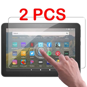 2 Adet Tablet Temperli Cam Ekran Koruyucu Kapak Amazon yangın HD8 10th Gen 2020 Anti Scratch HD Göz Koruması Temperli Film