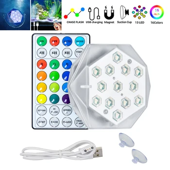 13 LEDs sualtı ışığı 16 Renkler RGB IP68 Su Geçirmez Dalgıç LED ışıkları USB Şarj Yüzme havuz ışığı Gölet İçin