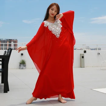 2019 Kadın Dans Giyim Oryantal Dans Elbise Kaftan Elbise Sequins Şifon Geleneksel Khaleeji Thobe Elbiseler